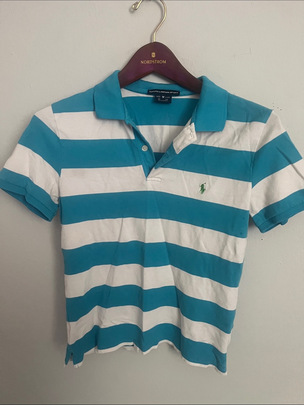 Ralph Lauren Teal & White Striped Polo Shirt